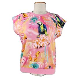 Moschino Top mit tropischem Papageienprint Rosa