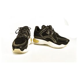 Fendi Sheer Panels klobige schwarze Sneakers Mesh, Rindsleder, Turnschuhe aus PVC und Gummi 38