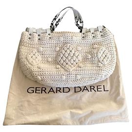Borsa a tracolla Gerard Darel Dublin in cotone color guscio d'uovo
