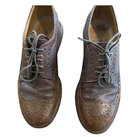 Brunello Cucinelli Scarpe stringate in pelle marrone scuro