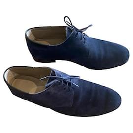 Scarpe stringate Hermès in nubuck blu navy