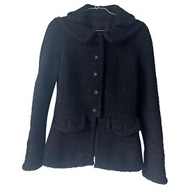 Chanel Jacke aus schwarzer Wolle mit geflochtenen Rändern