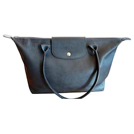 Borsa a mano Longchamp Pliage in pelle nera