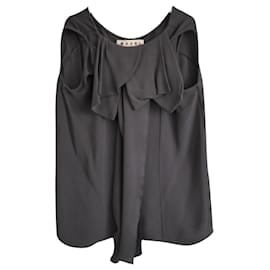 Marni Top gris de crepé de seda drapeado