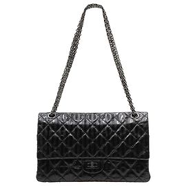 Chanel Reissue 2.55 Flap Bag in Striped Black Lambskin Leather