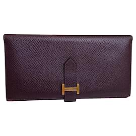 Portefeuille Long Hermès Béarn Soufflet Cuir Epsom Rouge Sellier