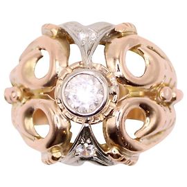 Autre Marque Rose gold ring 750%o year 40 (platinum, diamonds and white stone)