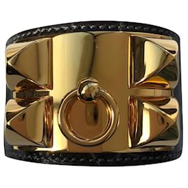 Hermès Dog Collar Bracelet Alligator Grey