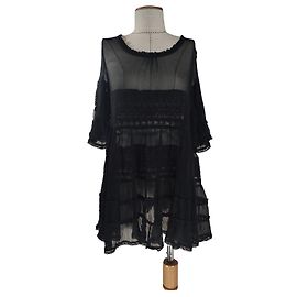 Autre Marque Top Timo de gasa de seda negro M