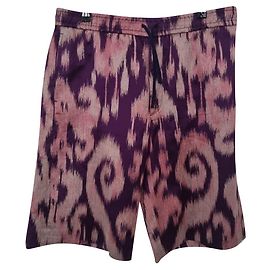 Pantaloncini Gucci Tie Dye Viola in Seta Cotone Lino