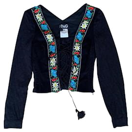 Top Corsé Dolce & Gabbana con Mangas de Encaje Negro