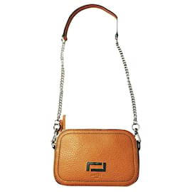 Bolsa camera Lancel em couro marrom camel