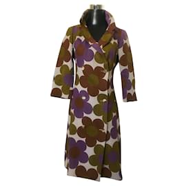 Abrigo Céline de lino con estampado de flores Talla 38