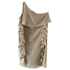 Pinko Beige One Shoulder Top