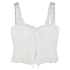 Top Chloé de algodón con bordado inglés blanco
