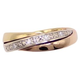 Autre Marque Ring 3 Gold 750%o-Stil ineinandergreifende Ringe und Diamanten