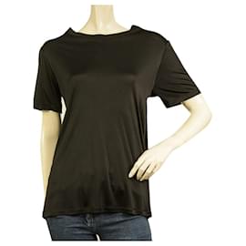 Dondup Blusa negra de viscosa con espalda abierta y lazo Top de manga corta talla M