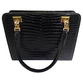 Borsa Gucci in pelle di coccodrillo nero
