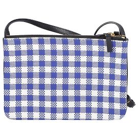Céline Borsa a tracolla Celine Trio Gingham in cotone blu e bianco