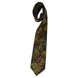Cravatta Fendi in seta multicolore con fantasia floreale astratta