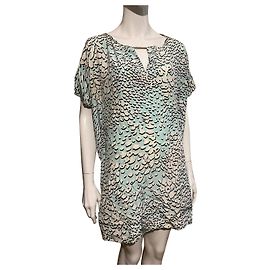 Diane Von Furstenberg Vestido caftán de seda DvF Beonica "Leopard Rain Spots Halo Mist"