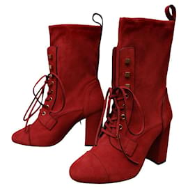 Stivaletti Stuart Weitzman in pelle con lacci color ruggine