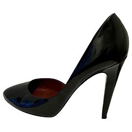 Bottega Veneta Sapato D'orsay de couro envernizado preto Stiletto