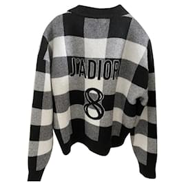 Christian Dior J'Adior Kaschmirpullover Karo Schwarz Weiß