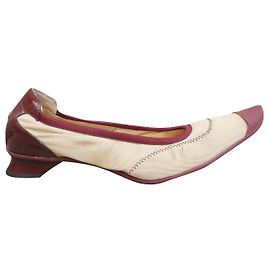 Décolleté Miu Miu nylon beige rosso scuro 35,5