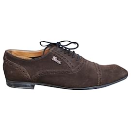 Brogue Gucci Marrone Scuro Camoscio Taglia 41