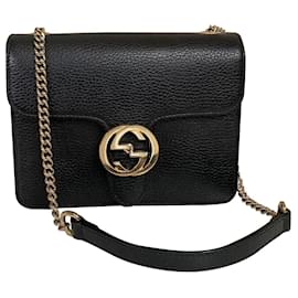 Borsa a tracolla Gucci Interlocking GG catena pelle nera