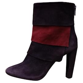 Botines Stuart Weitzman de cuero morado oscuro burdeos