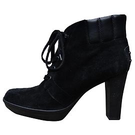 Stivaletti con lacci in pelle nera Tod's
