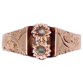 Autre Marque Ring mit feinen roségoldenen Perlen 750%o Zeit Napoleons III