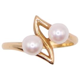 Autre Marque Toi&moi Ring mit gelbgoldenen Zuchtperlen 750%O