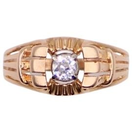 Autre Marque Jahr Siegelring 1940 besetzt mit einem Diamanten aus Roségold 750%O