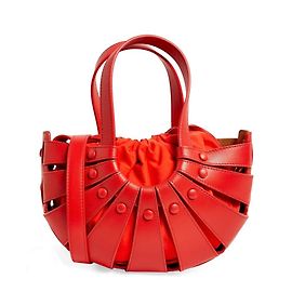 Borsa a mano Bottega Veneta The Shell in pelle traforata rossa
