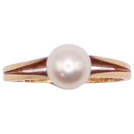 Autre Marque Gelbgold-Zuchtperlen-Solitärring 750%O