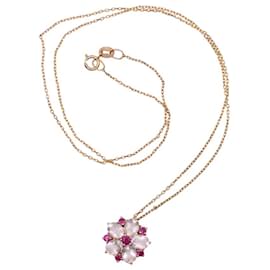 Collar flor con cuarzo y oro amarillo rubí 375%O - Autre Marque