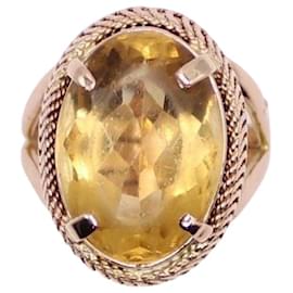 Autre Marque Anello con citrino ovale in oro giallo 750%O