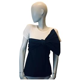 T-shirt Pinko avec empiècement nœud noir et blanc