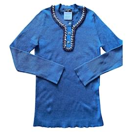 Chanel Leinenpullover Jeansblau Métiers d'Art
