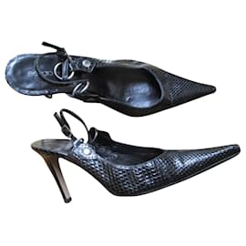 Sergio Rossi Slingback in lucertola nera, IT 36.