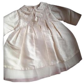 Baby Dior Robe longue soie beige doré doublée