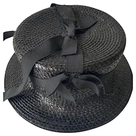 Sombrero Chanel negro de algodón y viscosa con lazos