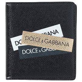Portafoglio Bi-Fold con logo Dolce & Gabbana in pelle nera