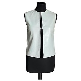 Joseph Leather Vest Blue