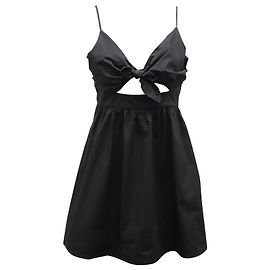A.L.C VESTIDO ALC Dani con lazo en la parte delantera de algodón negro
