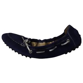 Bailarinas Tod's Scrunch en ante azul real