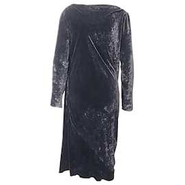 VESTIDO DRAPEADO DE MANGA LARGA DE TERCIOPELO LANVIN EN VISCOSA NEGRO